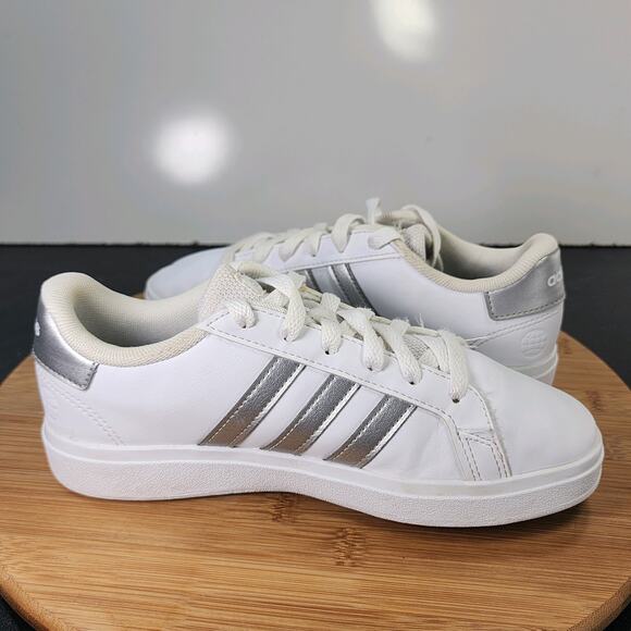 Big Kids Adidas Grand Court Low Sz 3.5 010548 White Leather Athletic Sneakers - Picture 5 of 8
